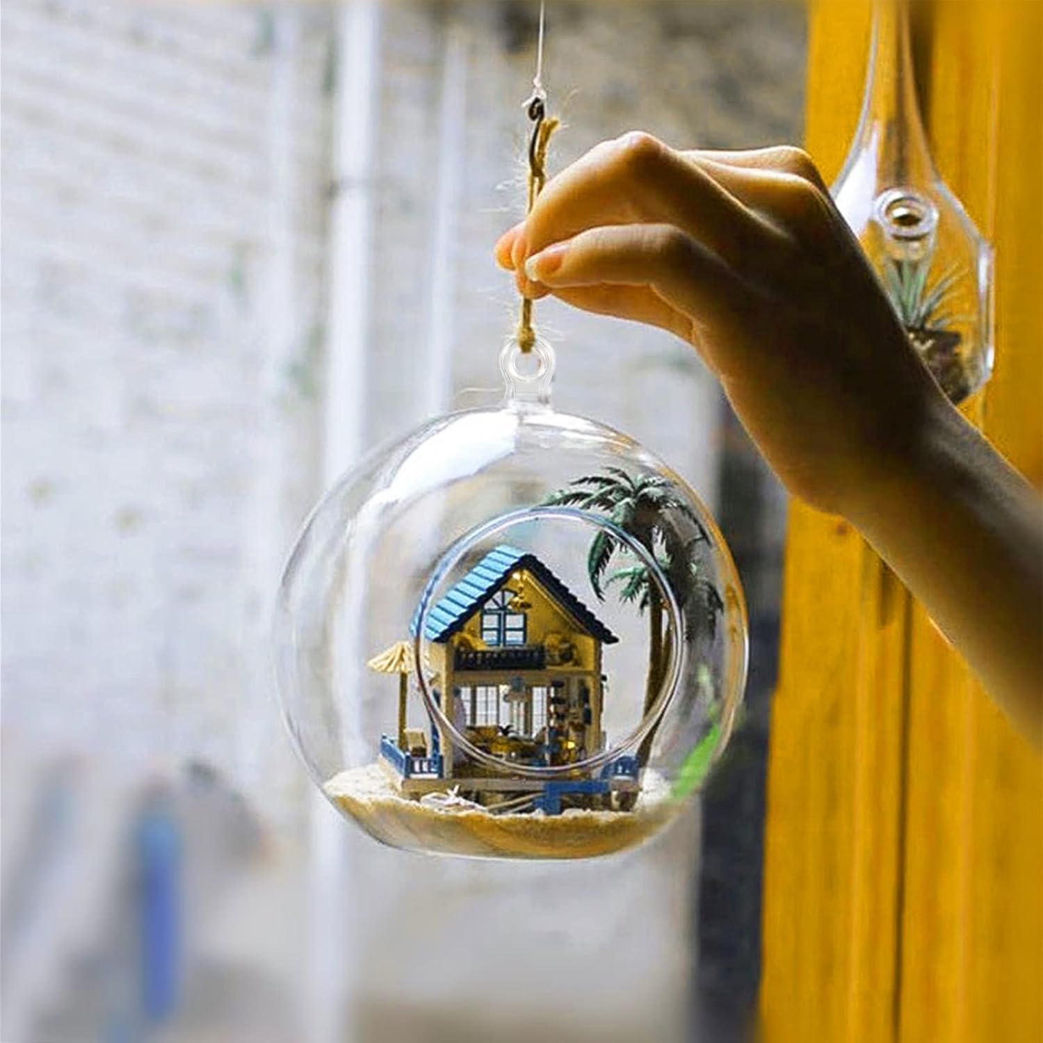 JEUIHAU 80 Pack 90 mm Acrylic Hanging Globe, Plastic Hanging Ball, DIY Clear Fillable Ornaments Balls for Christmas, Wedding, Party, Home Decor, Gift Giving