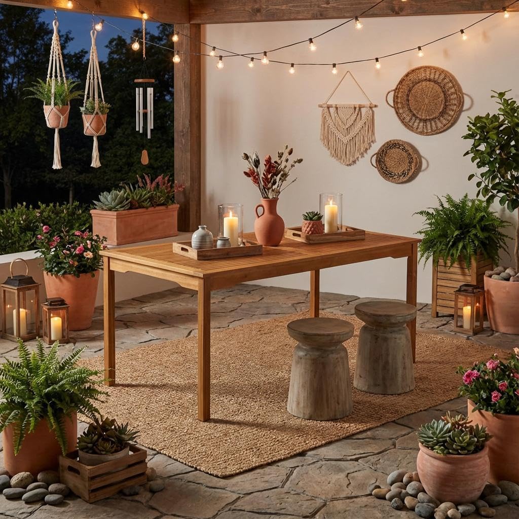 Oil-Finished Wooden Outdoor-Furniture Table Sturdy Construction Durable Wood Elegant Finish Ideal for Patio Balcony Deck