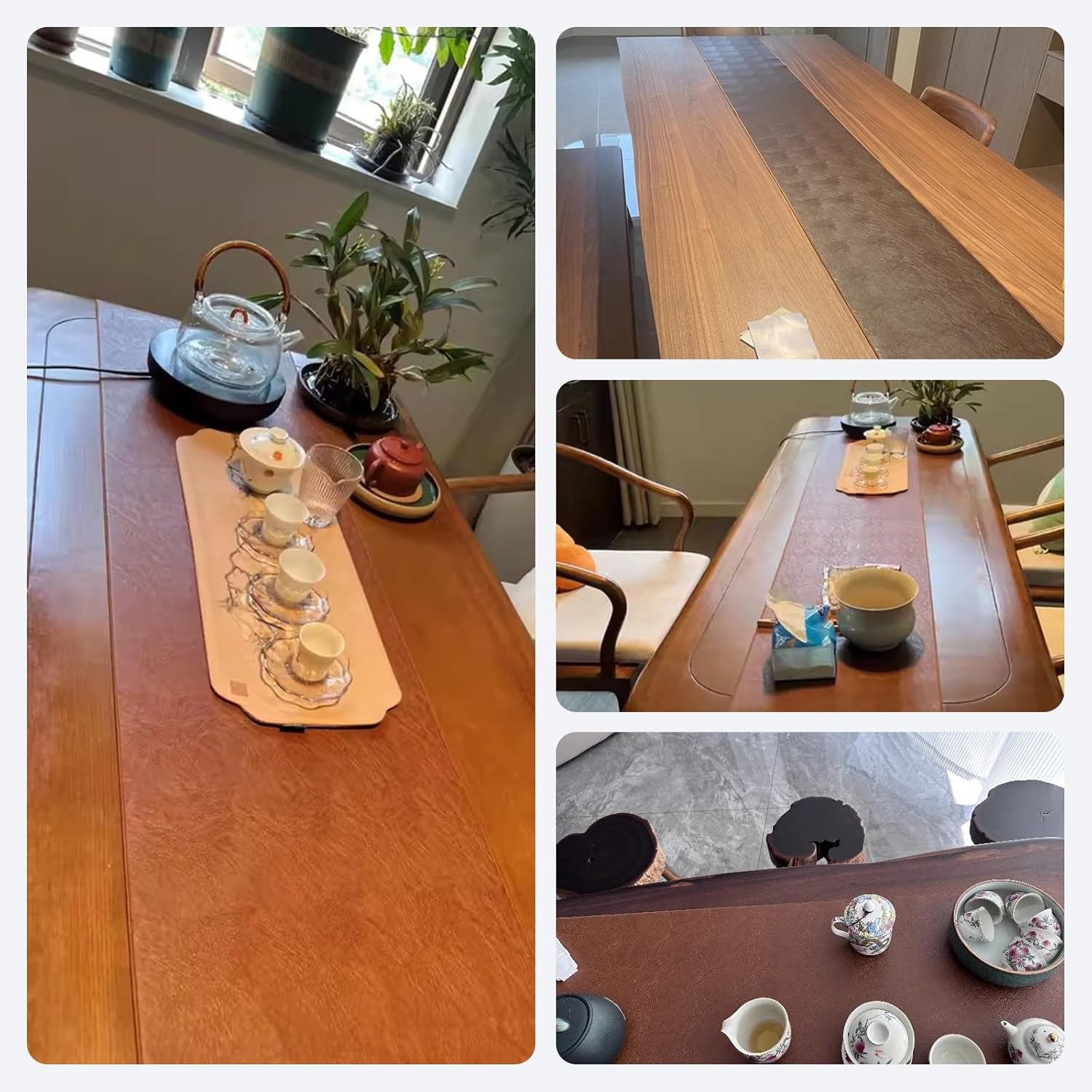 Table Runners,Holiday Table Runners,Thickened Design, Smooth Surface, Non-Porous, Easy to Store, Double-Sided,Easy to Clean,for Dresser, Dining, Holiday.(Brown,17.7*55.1in)