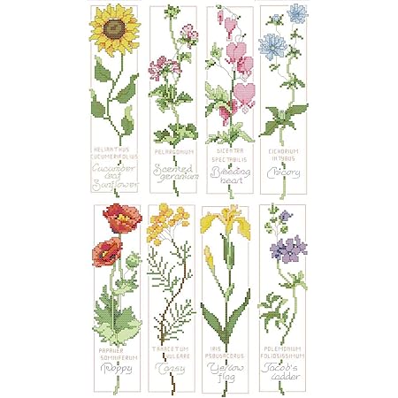 Kit Segnalibro A Punto Croce Collection – Fuchsias, Tessuto Aida, 19x5 Cm - 3