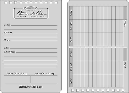 Miniatura 3 de Rite in the Rain Cuaderno de registro DOPE en espiral superior resistente a la intemperie, 4.0 in x 6.0 in, cubierta negra, parte delantera con