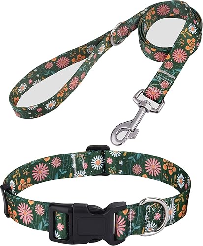 Miniatura 32 de Collar de perro para perros pequeños, collar suave y cómodo para mascotas para perros pequeños, medianos y grandes, patrón floral para perros macho