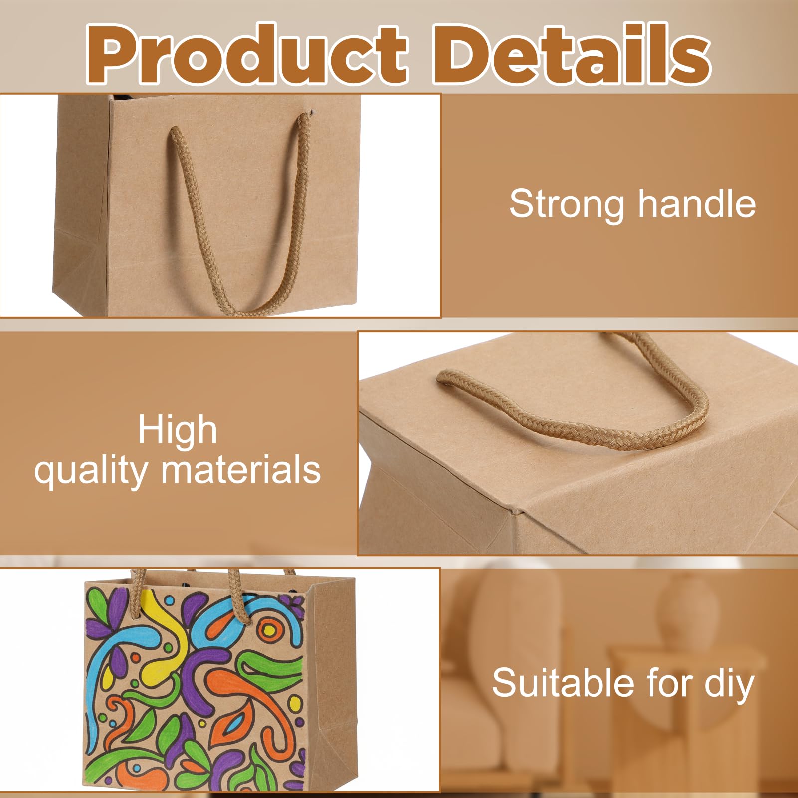 Caeuiciw 40 Pcs Brown Mini Gift Bags with Handle Gift Card Bags Bulk Extra Small Paper Party Favor Boxes Tiny for Christmas Wedding Baby Shower Birthday Wrapping Supplies, 4.7 x 3.9 x 2.3 Inches