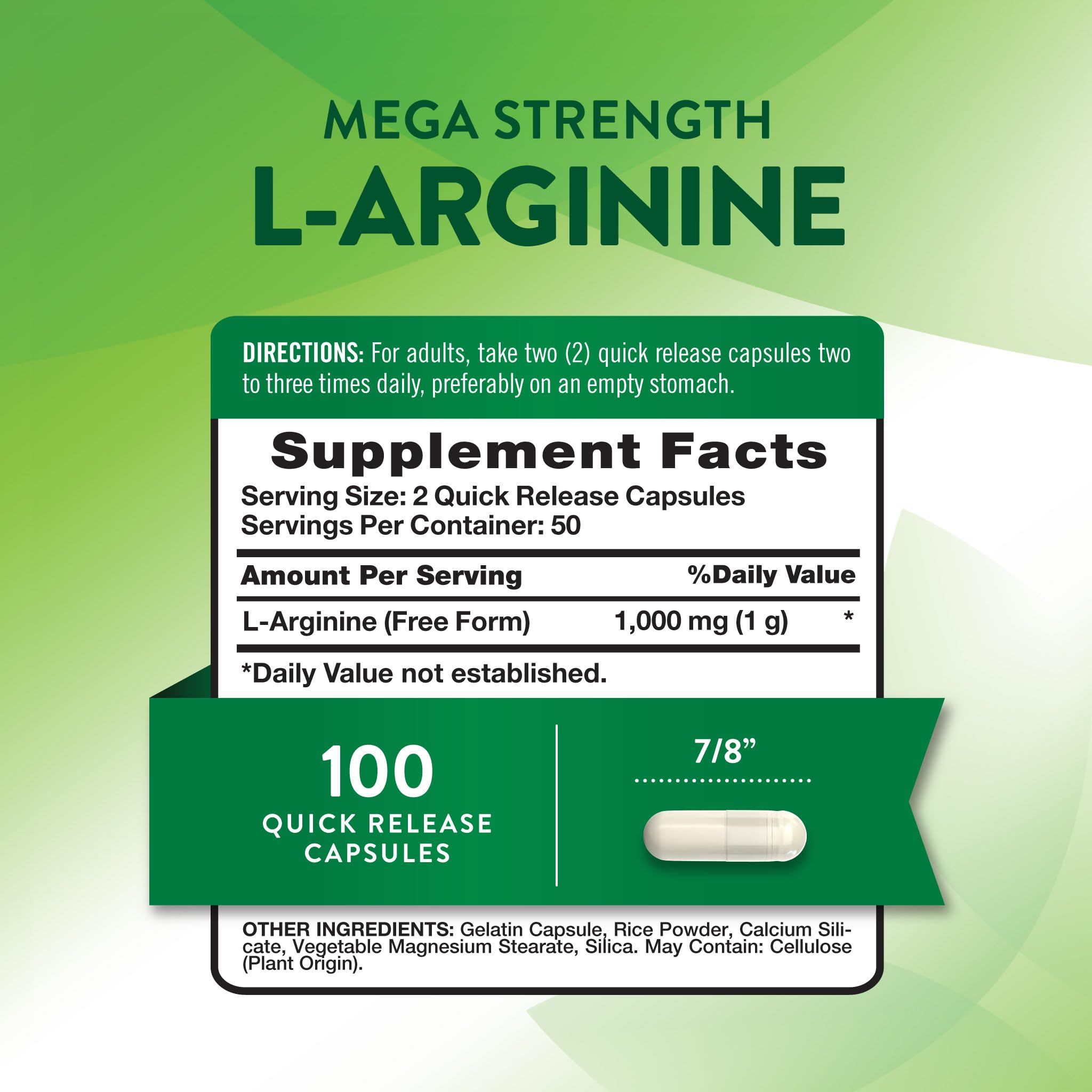 Nature's Truth L-Arginine 1000mg | 100 Capsules | Mega Strength — Amazon image 2