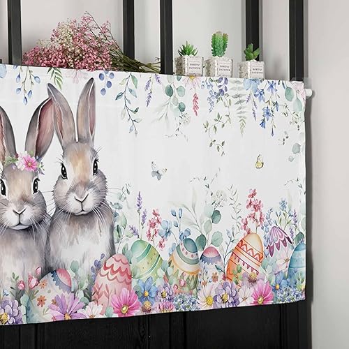 Vista 105 de Christmas Window Valance Blue Gnomes Snowflake Bird on the Branch Pattern, 54x18 inch, Polyester, Light Filtering, Rod Pocket, Kitchen, Living Room