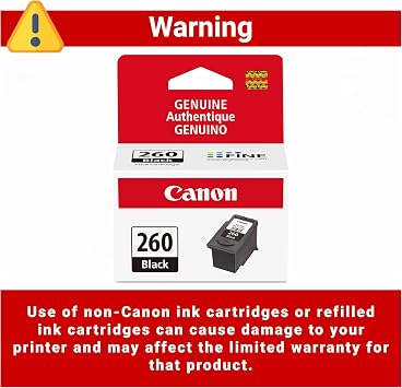 Canon PG-260 Genuine Black Ink Cartridge, Compatible with TS5320/6420/6420a,TR7020/7020a