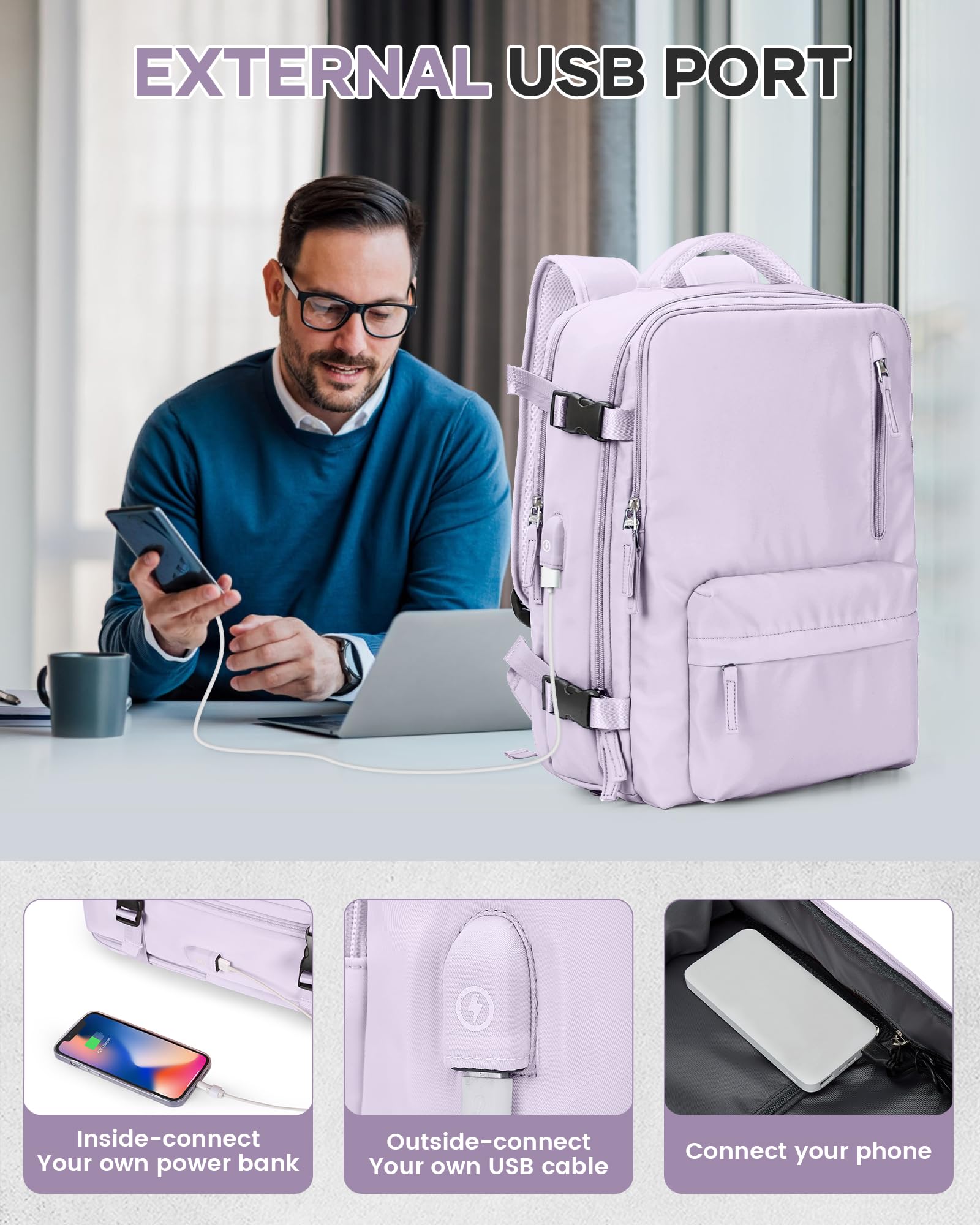 Borse da Cabina per Ryanair 40x20x25 Bagaglio a Mano Zaino Borsa Zaino da Viaggio, Zaino da trekking,da uomo, zaino casual per laptop da 14 pollici per scuola con porta di USB