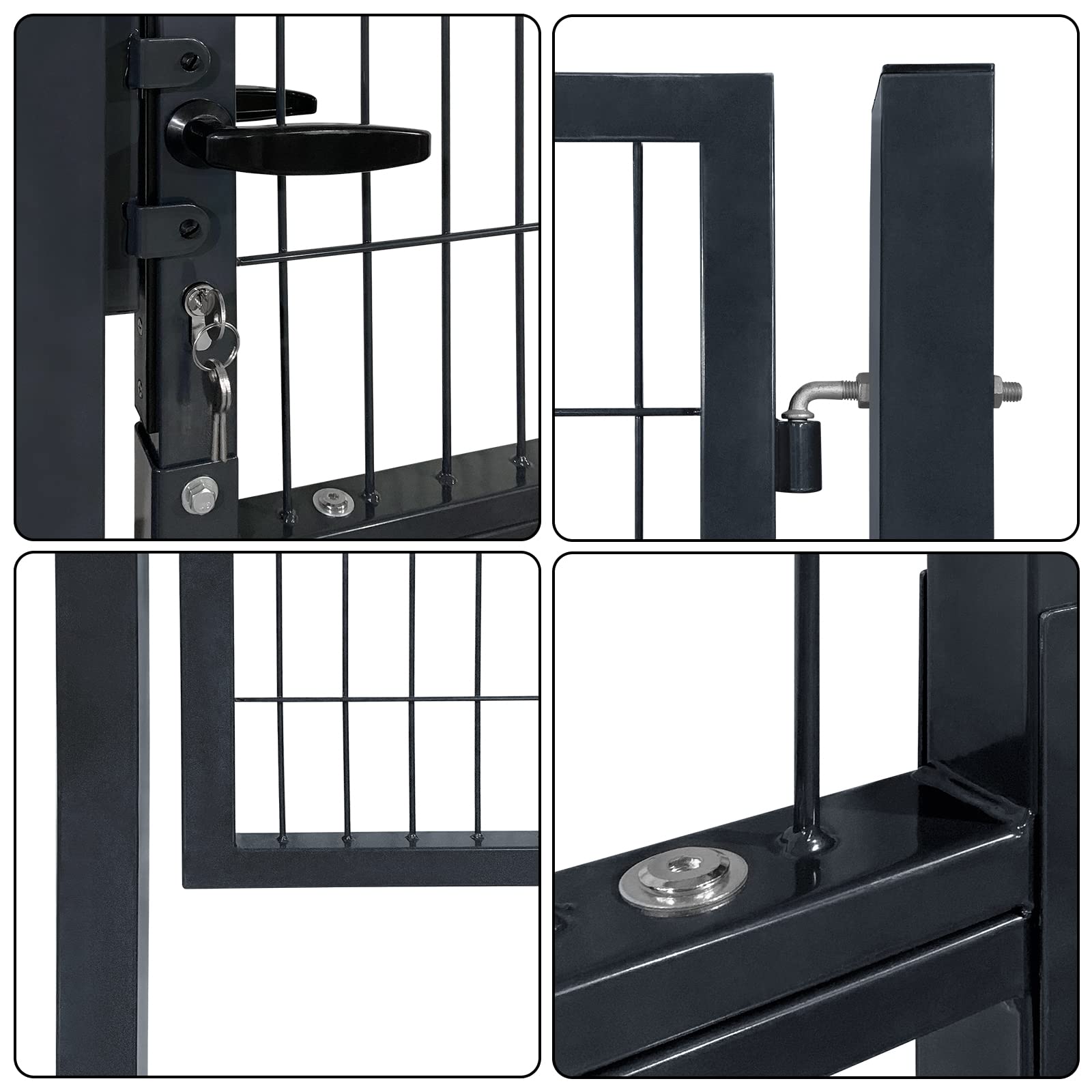 YRHome 150 x 100 cm puerta de jardín puerta de jardín puerta de valla puerta de hierro corrugado antracita puerta abatible de jardín que incluye manija de puerta de cerradura y llaves