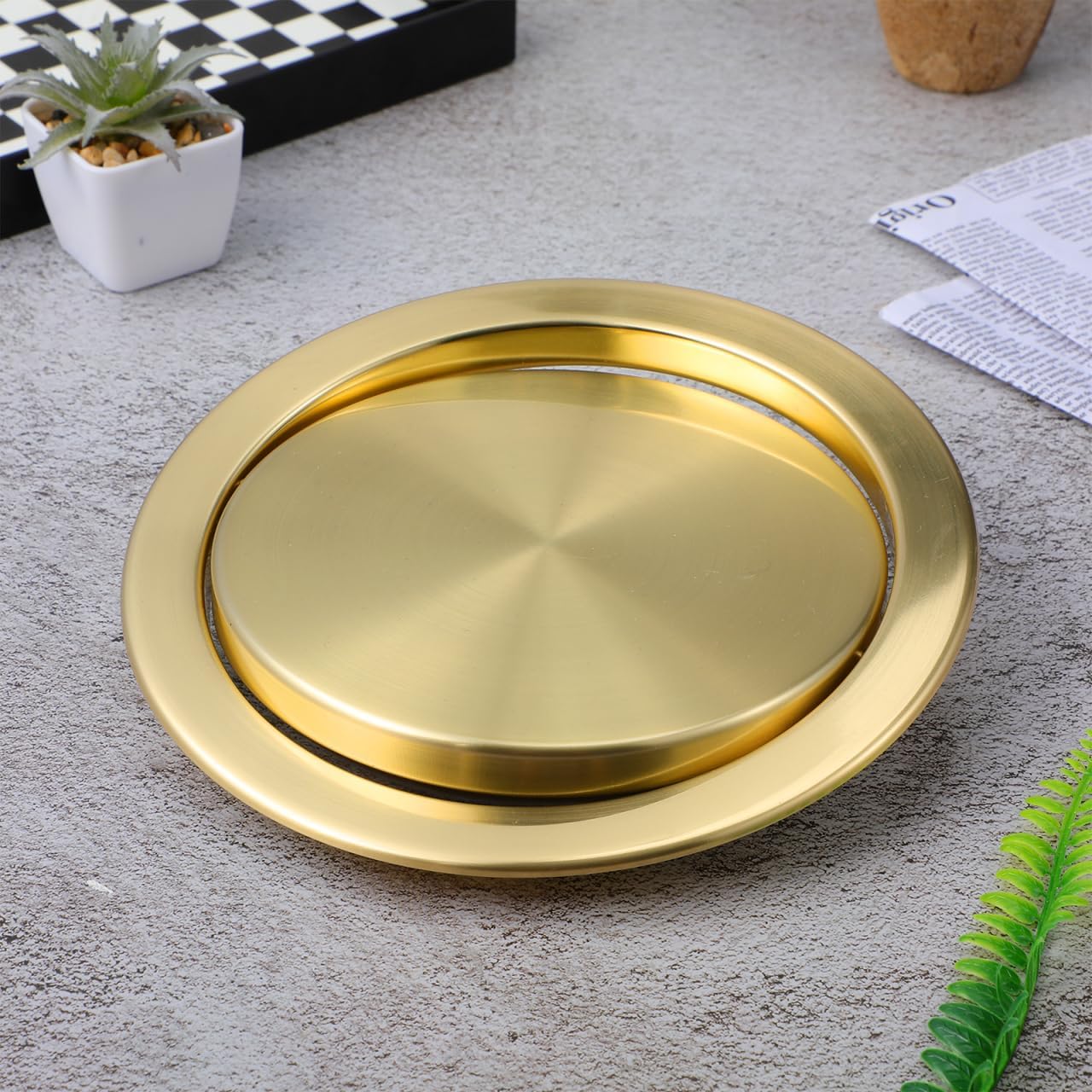 Zerodeko Stainless Steel Recessed Trash Bin Lid 8.22 Inch Flap Cover Quiet Swing Lid for Kitchen Bathroom Waste Bin Replacement