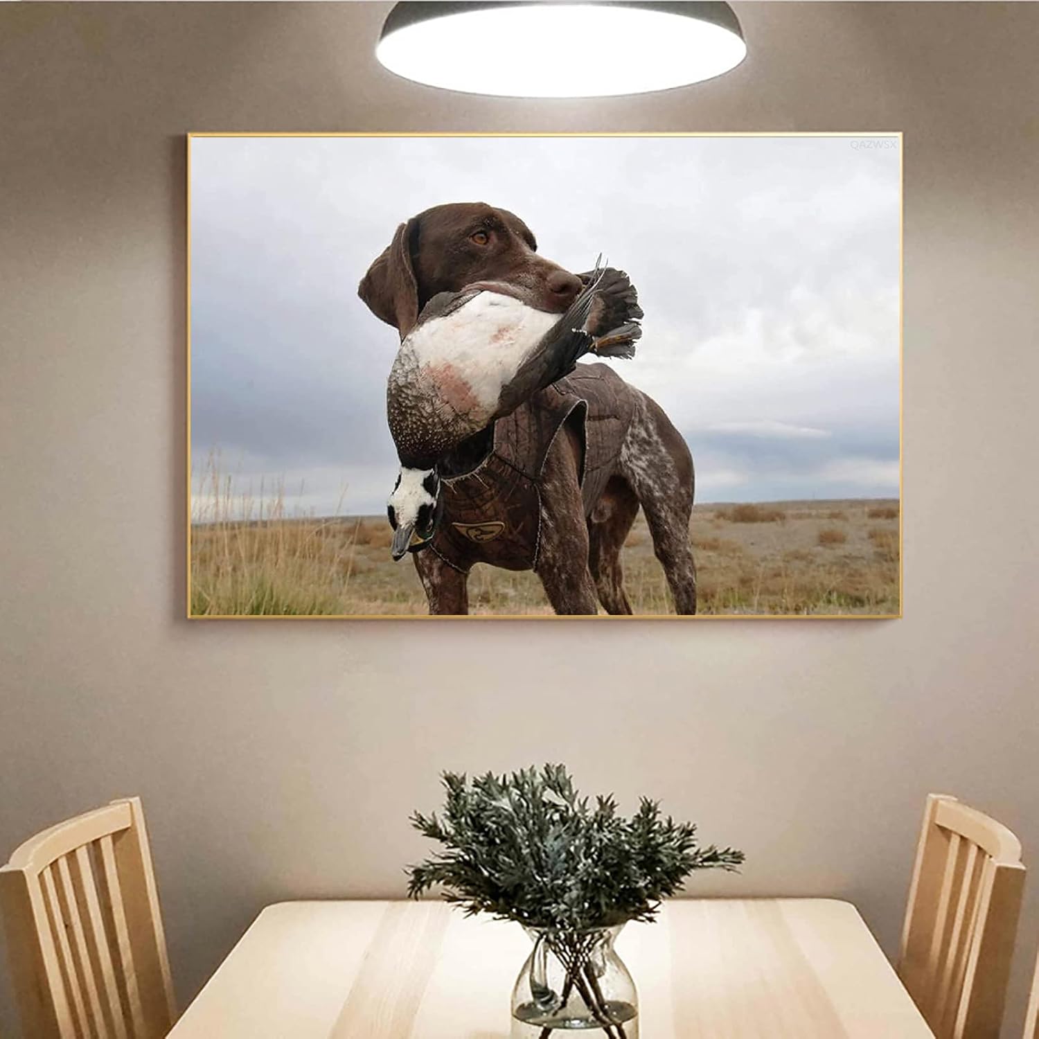 German Shorthaired Pointer Dog Hunting Wild Duck DIY 5D Diamond Painting Kit for Adults Beginner Round Full Drill Resin Beads Diamond Dots Art Craft Home Wall Decoration Set 30X40cm