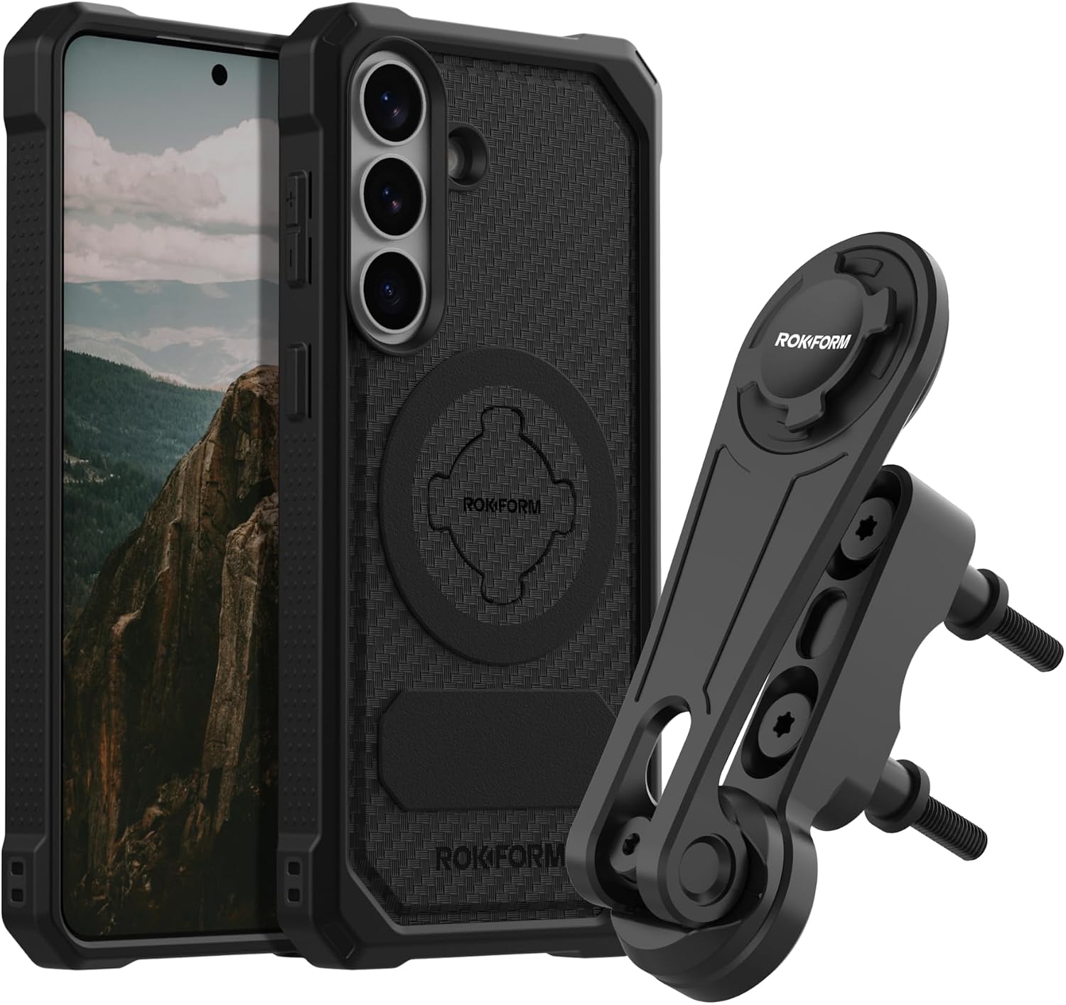 Rokform Galaxy S26 Plus Rugged Case + Motorcycle Perch Phone Mount