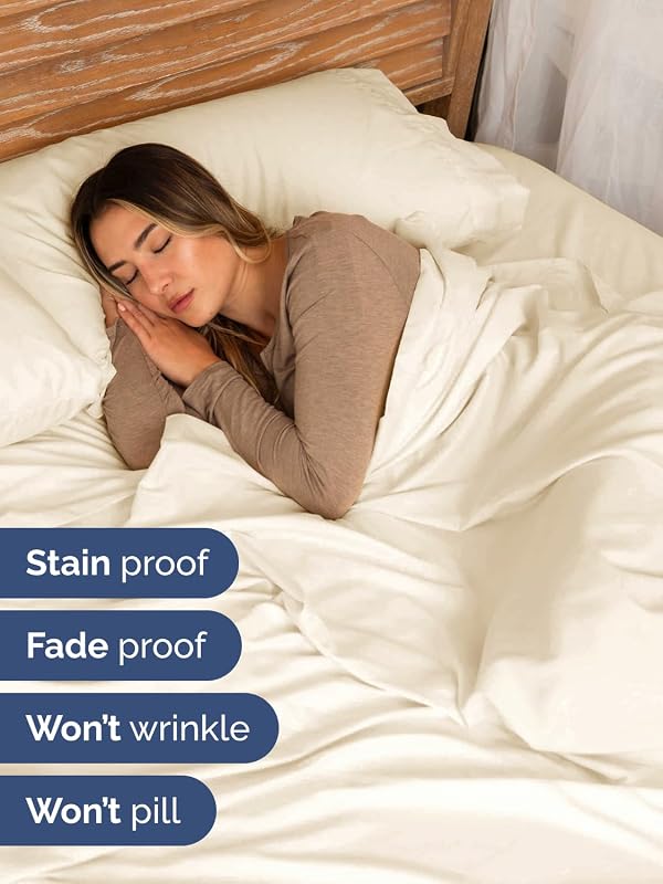 Extra Deep King Sheet Set - 6 Piece Breathable and Cooling Sheets - Hotel Luxury Bedding for Women, Men, Kids & Teens - Easy Secure Fit - Soft, Wrinkle Free and Comfy - Extra Deep Pockets - Off White by CGK Unlimited - Image 4