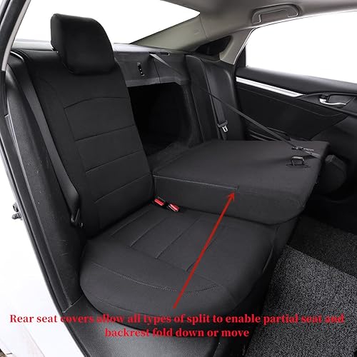 Miniatura 5 de Fundas de asiento personalizadas compatibles con Honda Civic Sedan EX-L, EX-T, EX, Touring, LX-P, Sport 2016 2017 2018 2019 2020 2021 (negro, juego