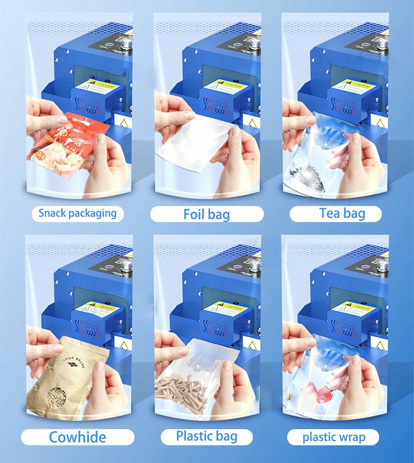 Machine de scellage de Sacs en Plastique, Machine d'emballage à Rouleaux Chauffants, Machine d'emballage Automatique pour Aliments, pour Films PVC, Sacs en Aluminium et Sacs en Papier Kraft