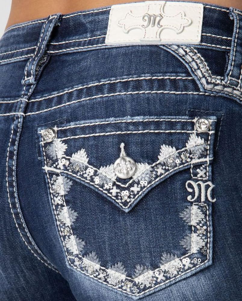 Miss Me - Womens 32" Wing Pocket Mid-Rise Bootcut Jeans