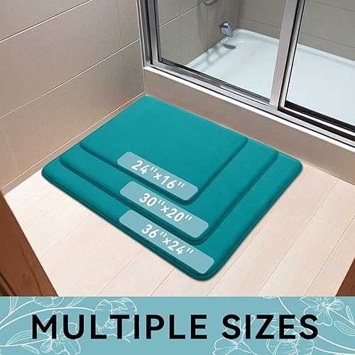 Miniatura 9 de Smiry Tapete de baño de espuma viscoelástica de 24 x 16 pulgadas, extra suave y absorbente, antideslizante, lavable para suelo, ducha y bañera,