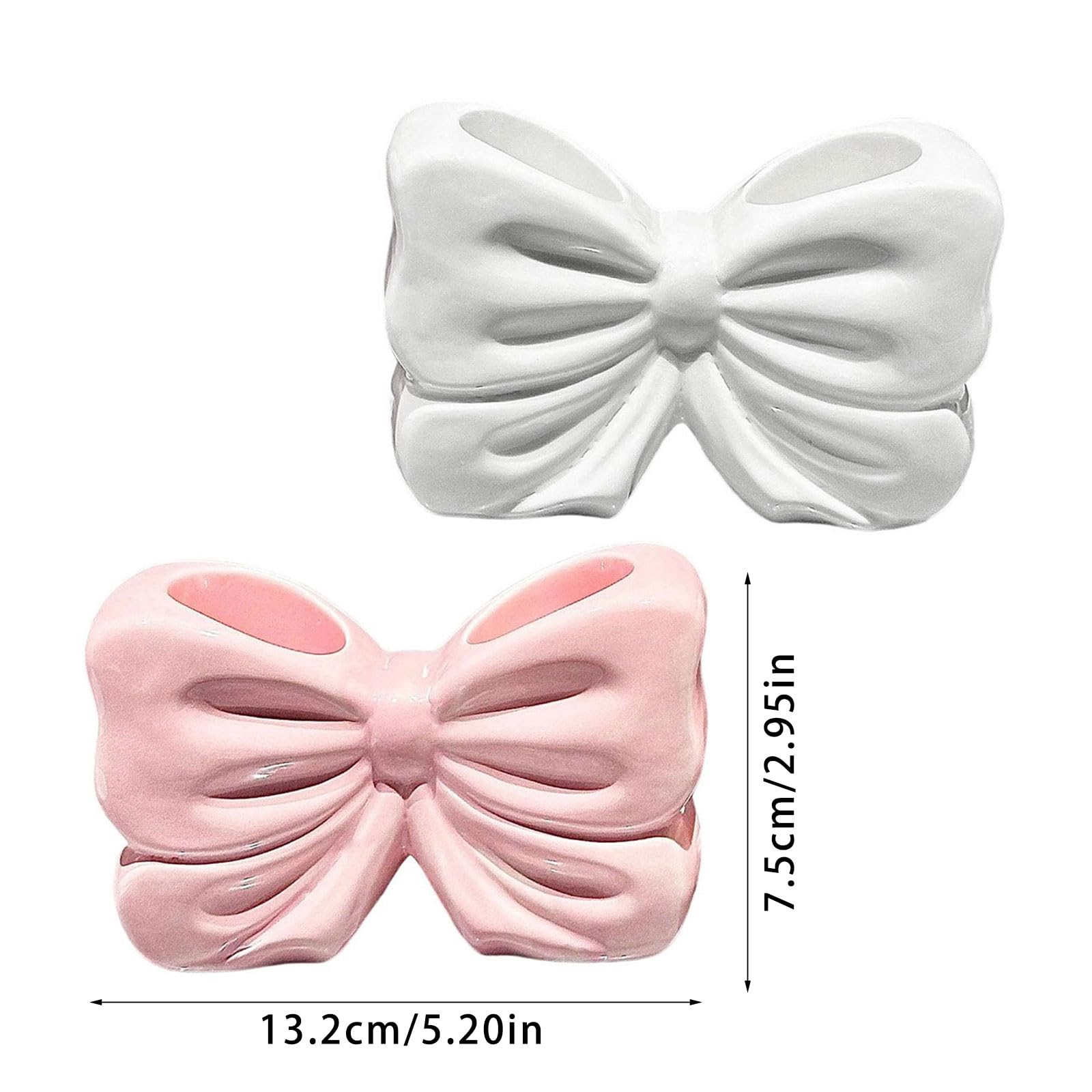 Paquete de 2 soportes de cerámica para cepillos de dientes con lazo, organizador de encimeras de baño, diseño decorativo, soporte para cepillos de dientes