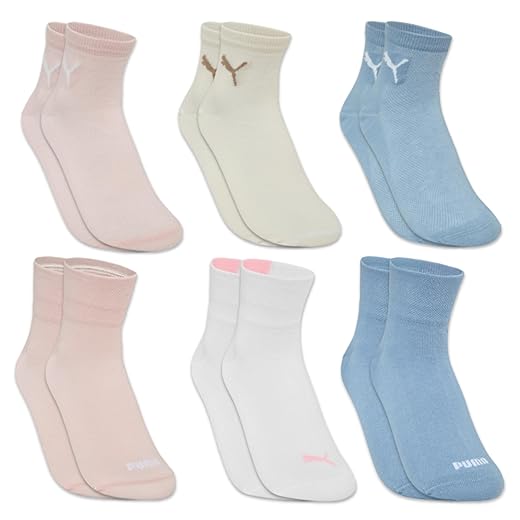 Kit 6 Pares Meia Cano Médio Puma Costura Fina Feminina Adulto