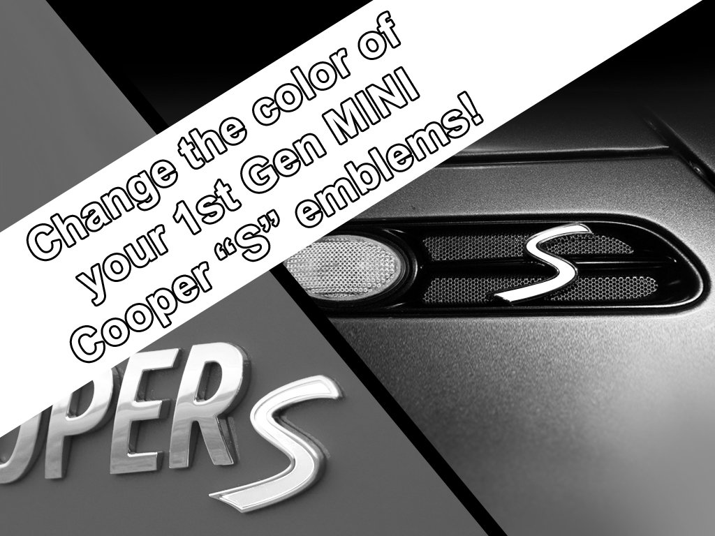 Artistic Reflection S Vinyl Decal Insert Replacements for Mini Cooper S 1st Gen R52 R53 Scuttle and Rear Emblem - Choose Color - [White]