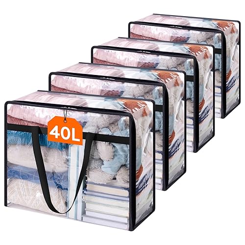 Lifewit 4 Pack Clear Clothes Storage Bags, 40L Plastic Blanket