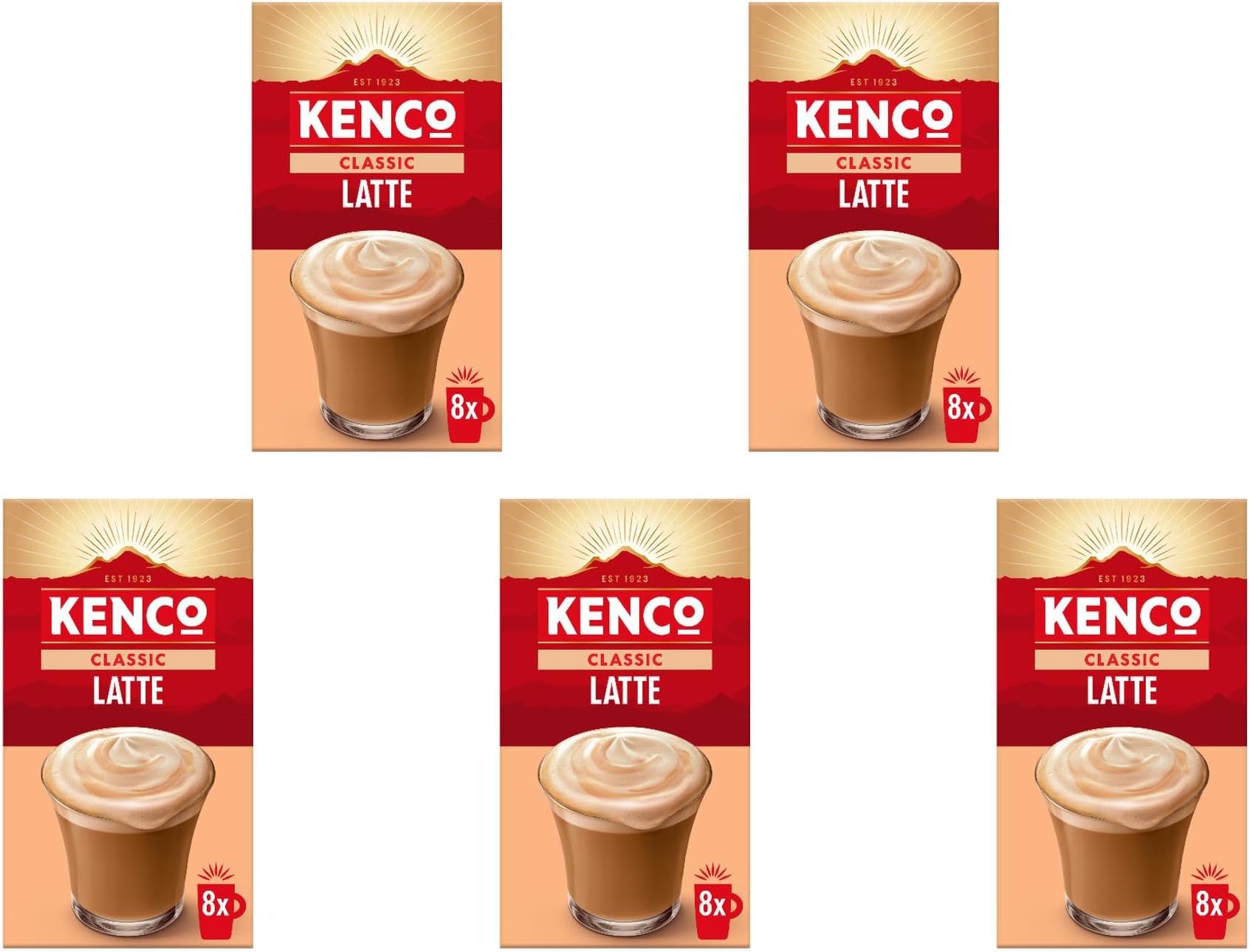 Kenco Latte Instant Coffee Sachets 8x16.3g (Pack of 5, Total 40 Sachets, 652g)