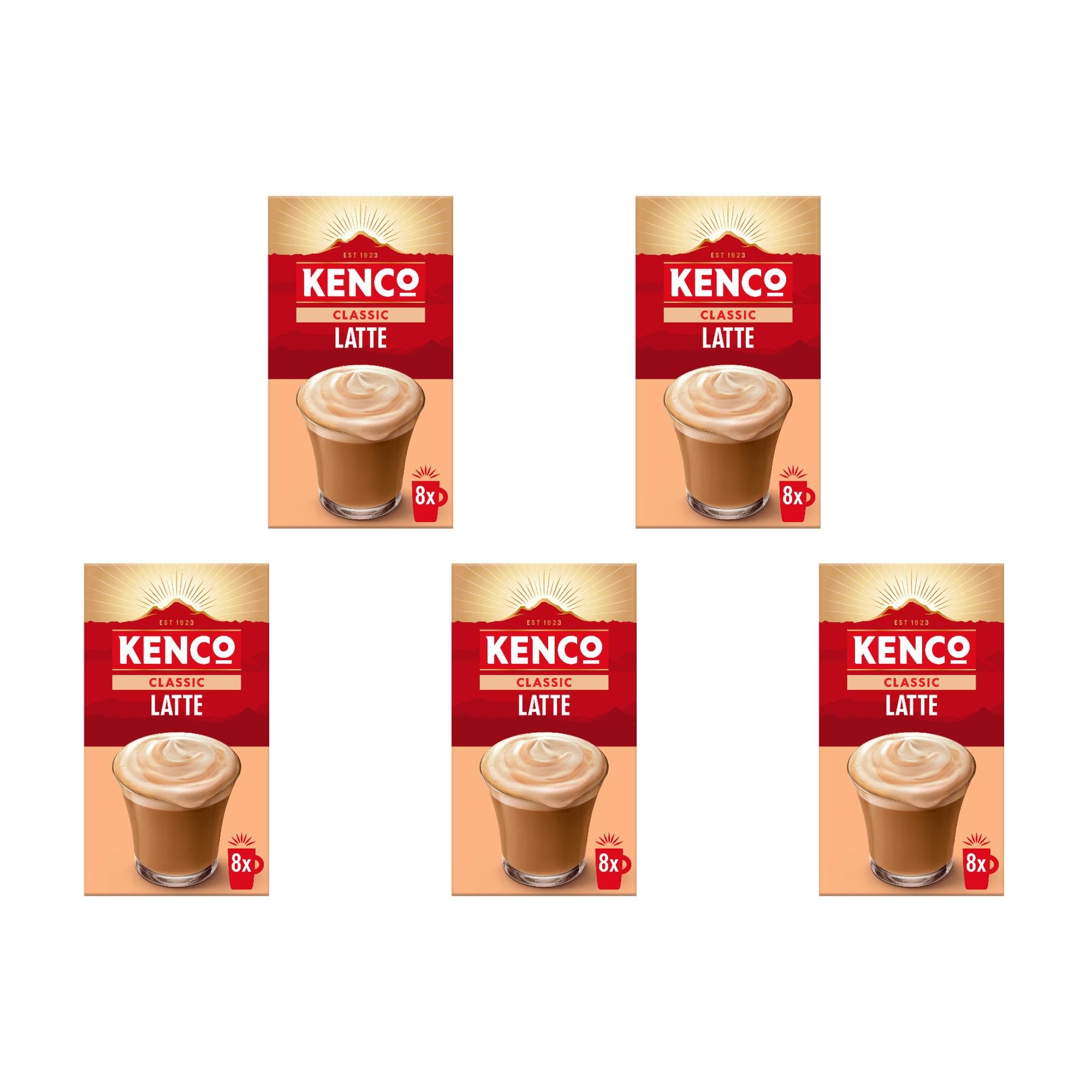 KencoLatte Instant Coffee Sachets 8x16.3g (Pack of 5, Total 40 Sachets, 652g)