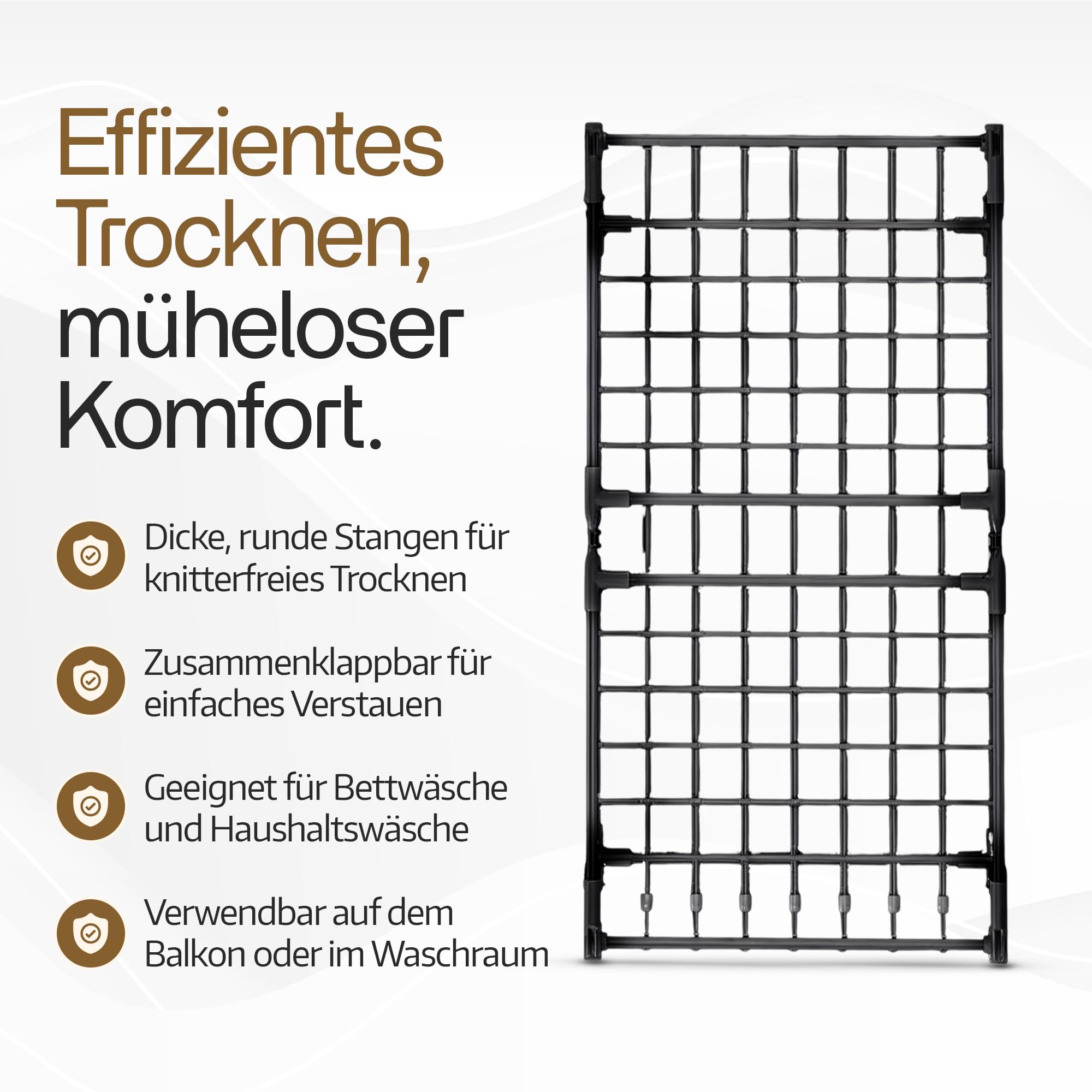 Meisterhome® Wäscheständer Schwarz – Ausziehbar & Klappbar – 25 m Trockenlänge – Stabiler Wäscheständer aus Carbonstahl – Extra Groß, Platzsparend & Belastbar bis 30 kg