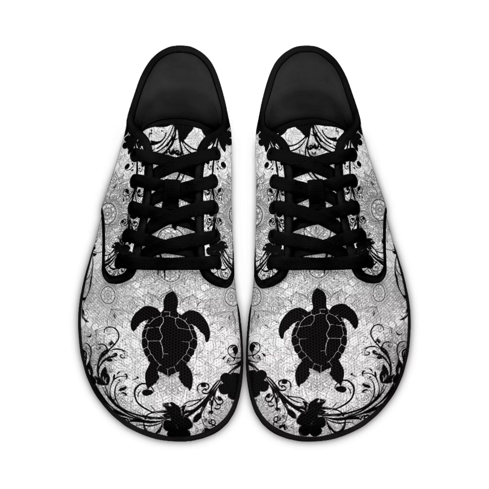 Binienty Sea Turtle Men's Minimalist Trail Runner Womens Mandara Wide Toe Box Barefoot Shoes Fashion Lace up Sneakers for Indoor Training Fintness Workout, Size 9