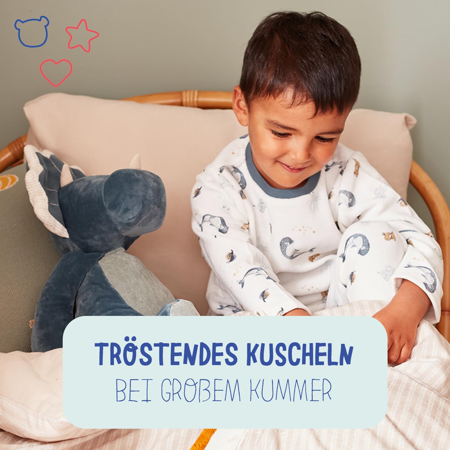 Noukie's - Schmusetuch für Kinder - Riesenplüschtier Ops - Schmusetuch aus Bio-Baumwolle - Kindgerechte Größe (80 cm)