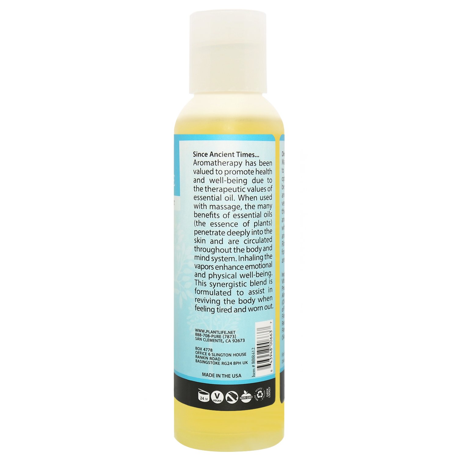 Plantlife Rejuvenate Aromatherapy Herbal Massage Oil - 4 oz : Health & Household