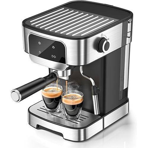 LERTIN Espresso Machine 20 Bar, Professional Espresso Maker With Auto Milk Frother, Home Compact Espresso Coffee Machine With Led Touch Screen, 61OZ Removable Water Tank For Latte, Cappuccino