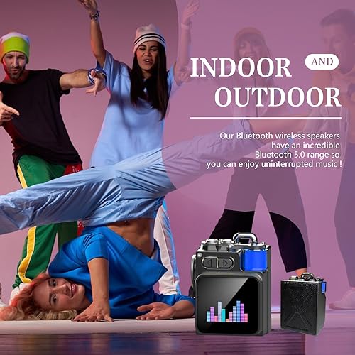 Miniatura 4 de Altavoz Bluetooth portátil con pantalla táctil, emparejamiento estéreo inalámbrico, mini altavoz salvaje resistente para viajes al aire libre,