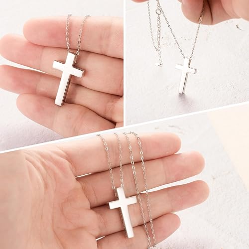 Miniatura 2 de XIUDA Joyería de Cremación de Plata de Ley 925 Collar de Urna de Cruz Conmemorativa para Cenizas Urnas de Recuerdo Collar con Colgante para Hombres