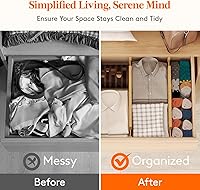 Vista 8 de Lifewit 6" High 6 Pack Bamboo Drawer Dividers 45-55cm/17.5-22" Adjustable Wooden Drawer Organizer for Clothes/Utensils, Expandable Drawer Separator