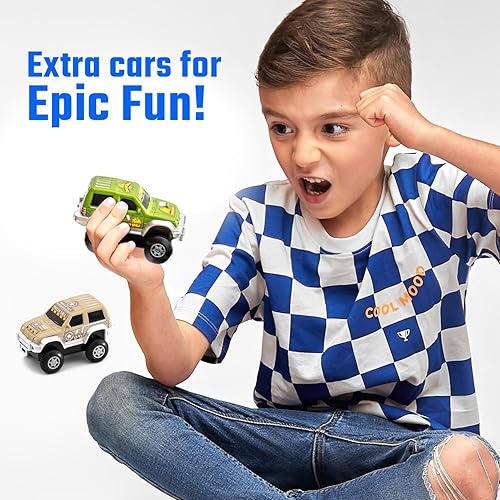 Miniatura 4 de JITTERYGIT Paquete de regalo de Navidad con 2 jeeps adicionales, que brilla en la oscuridad, flexible, increíble, juego de carreras de coches,