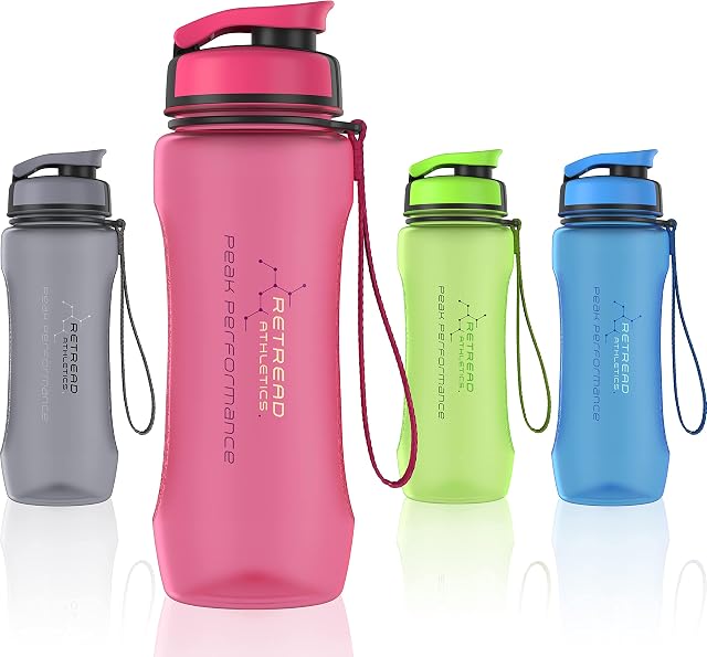 RETREAD ATHLETICS Tritan BPA FREE Sports Water Bottle 600ML 1000ML With FREE Filter Concaved Body Suitable For Cycling Hiking Running Gym