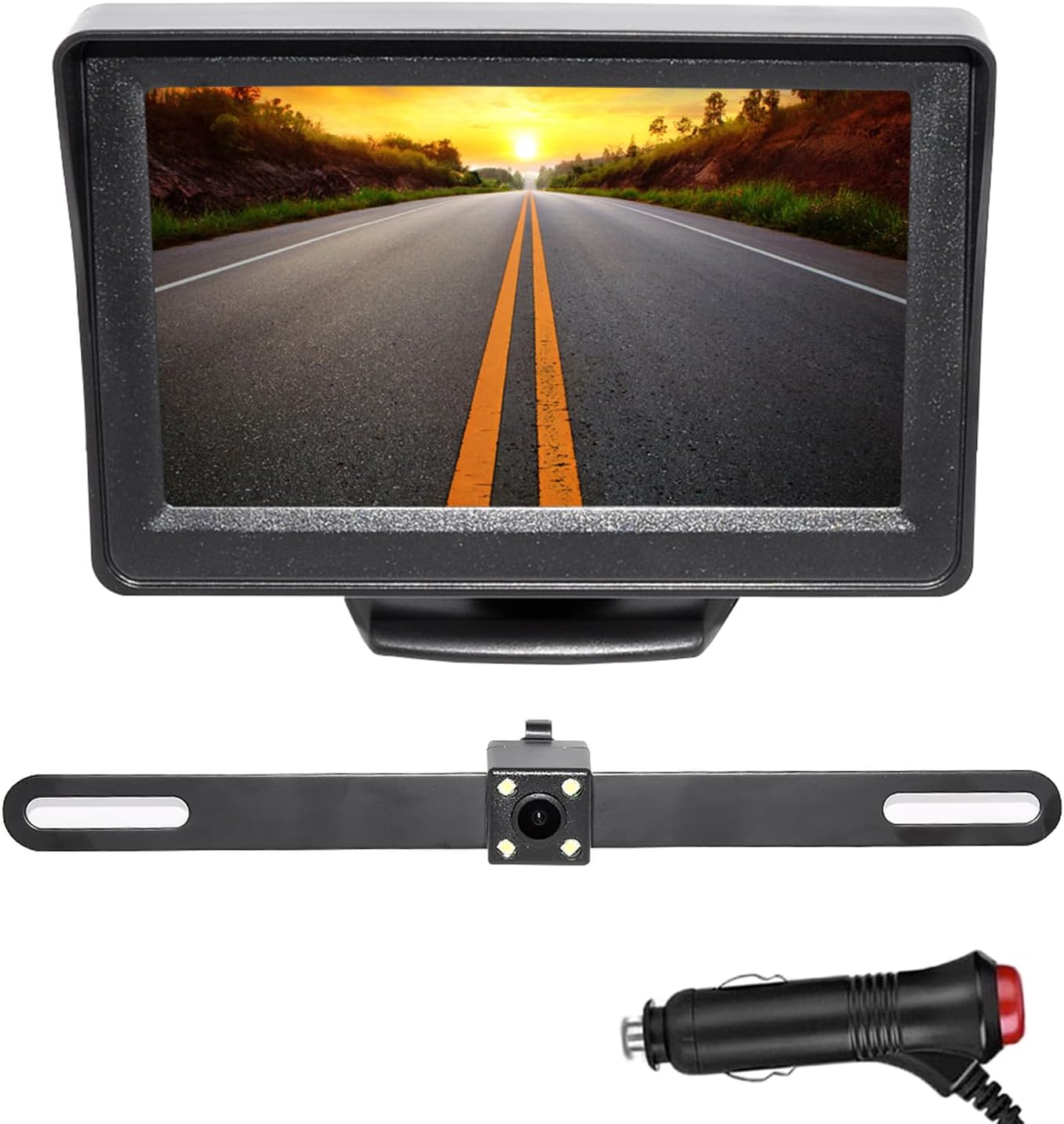 Backup Camera with Monitor Kit, 4.3 inch Rear View Monitor Waterproof IP67 Night Vision Reverse Camera, Backup Camera System for Car, Plug-Play Reversing Camera