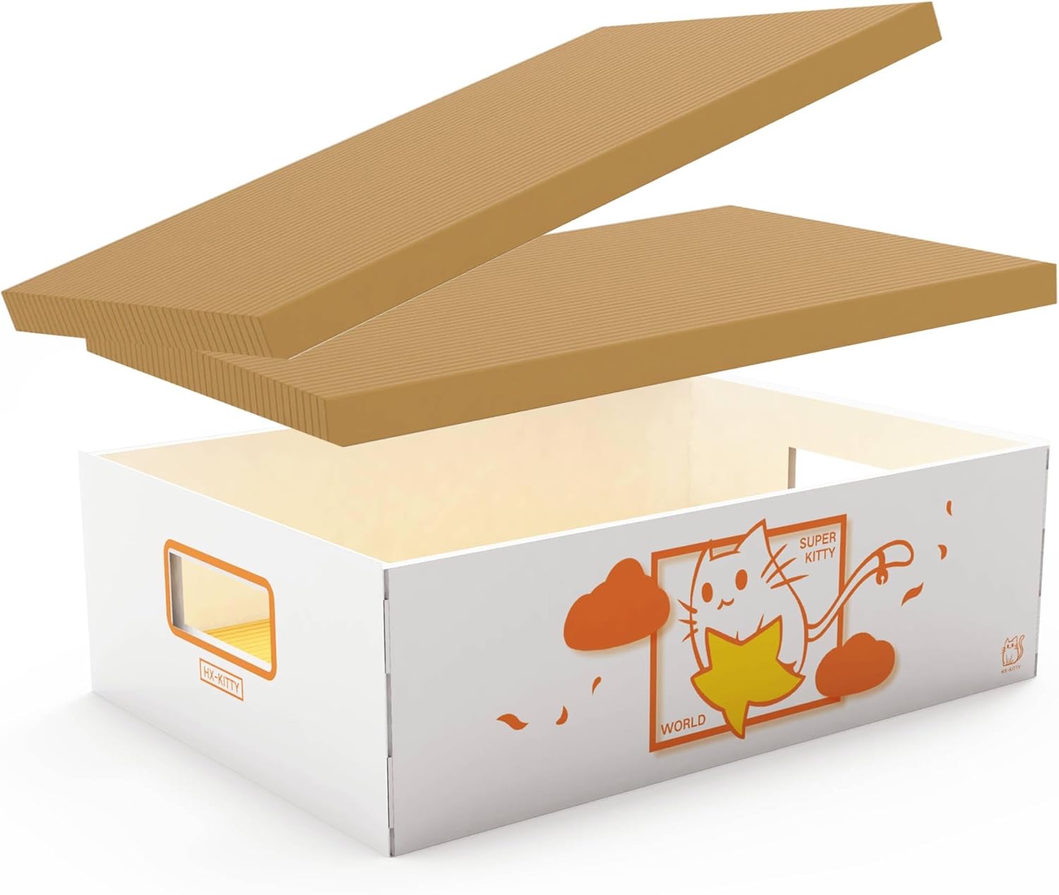 Cat Scratch Box with Double Sided Cat Scratching Board and Scratch pad for Cats - Corrugated Lounge Cat Cardboard Box for Indoor Cats to Scratch, Play, and Lounge