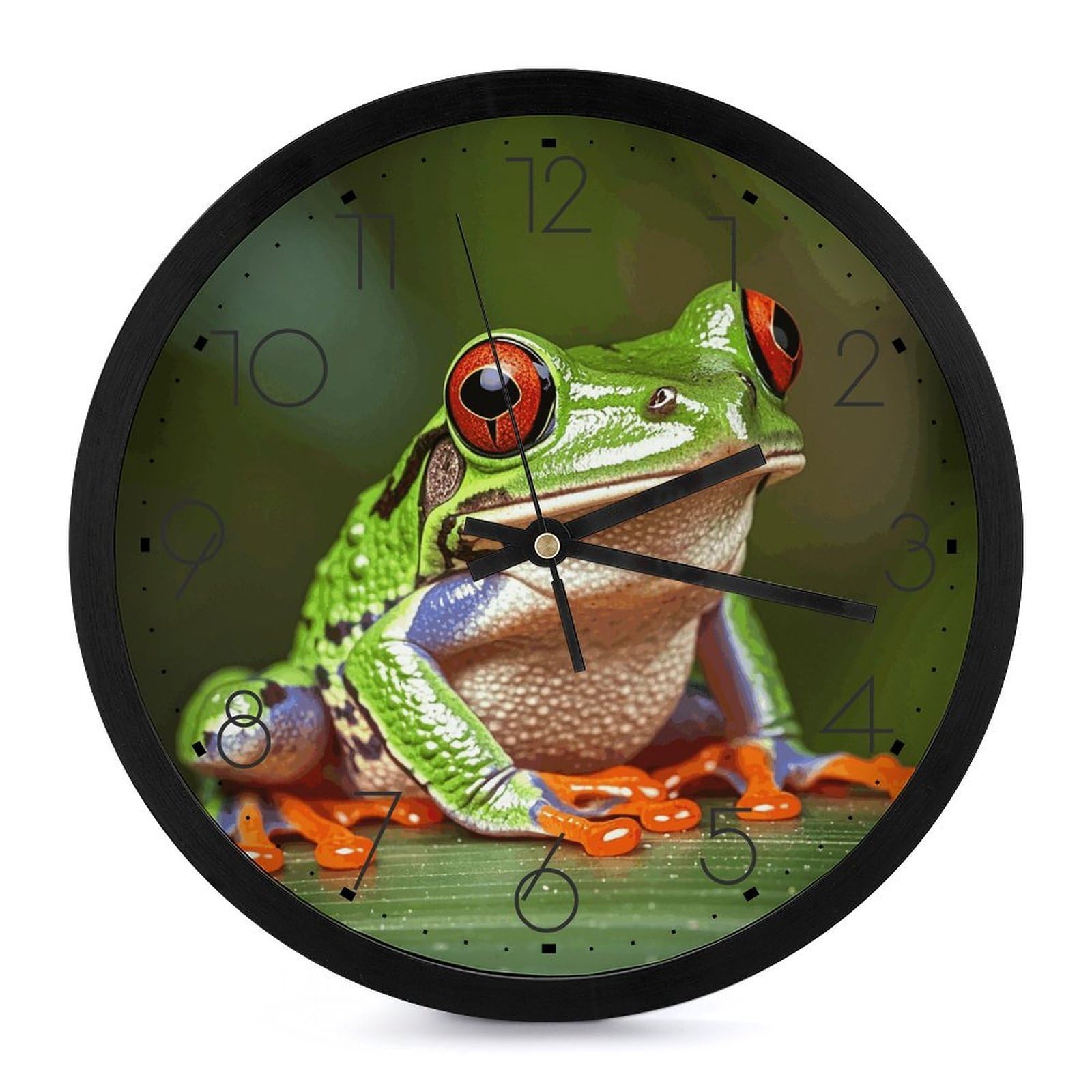 Horloge murale silencieuse sans tic-tac grand cadran lisible à pile grenouille
