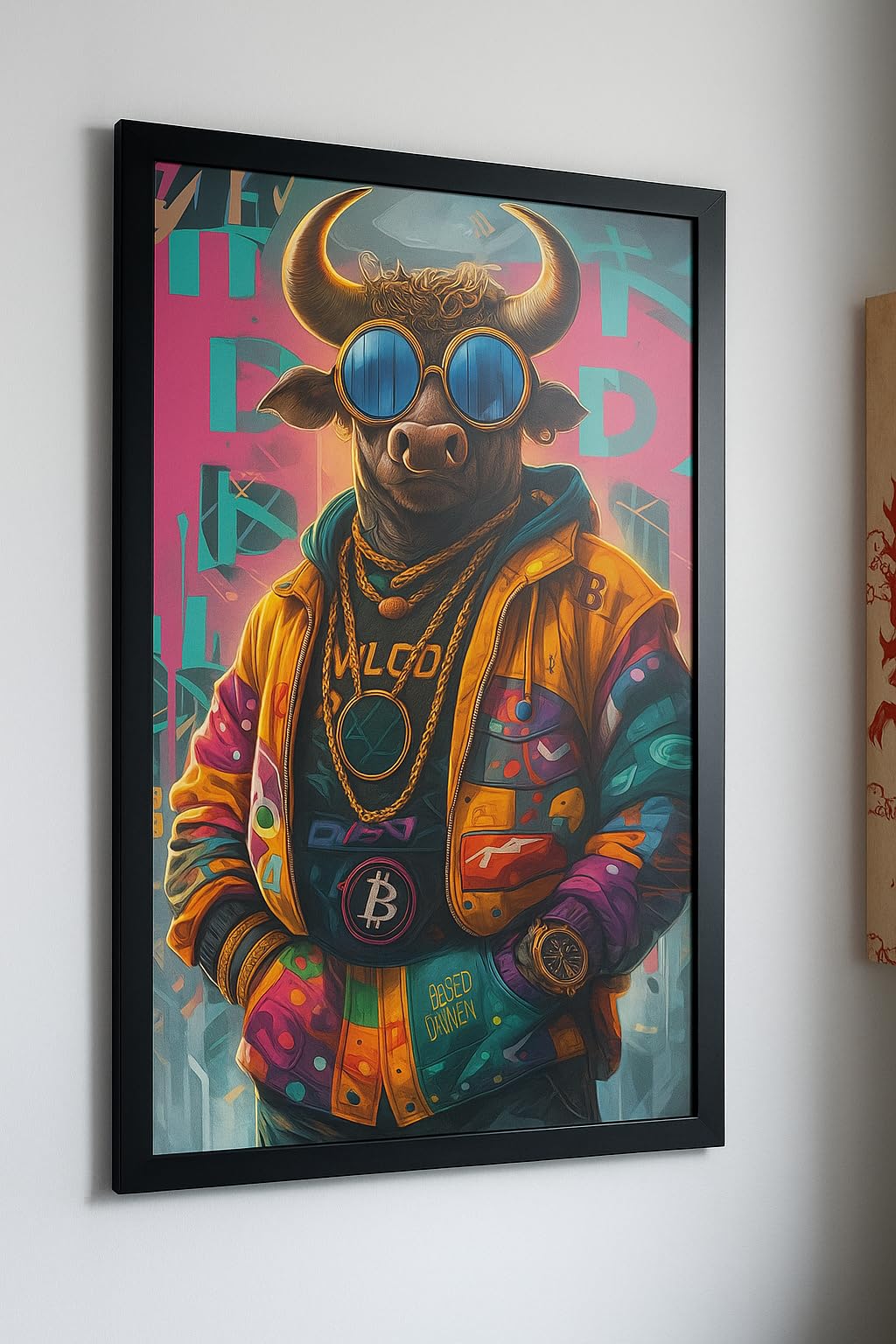 Tableau Crypto Art Street Pop - Cadre Bois Premium 40x60cm - Édition Limitée Avec QR Code Et Hologramme