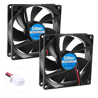 2pcs 9225 12V Computer Fan 92 x 92 x 25mm Brushless DC Cooling Fan Big Airflow Fan for Cooling PC Computer Case CPU Coolers Radiators 3.6 Inches 2000RPM 2 Pin 92 x 92 x 25mm 12V