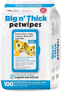 Petkin Big n' Thick Petwipes for Dogs and Cats, Wipes Away Daily Dirt and Odor, Cleans Face, Ears, Body and Eye Area, Supe... Price In India