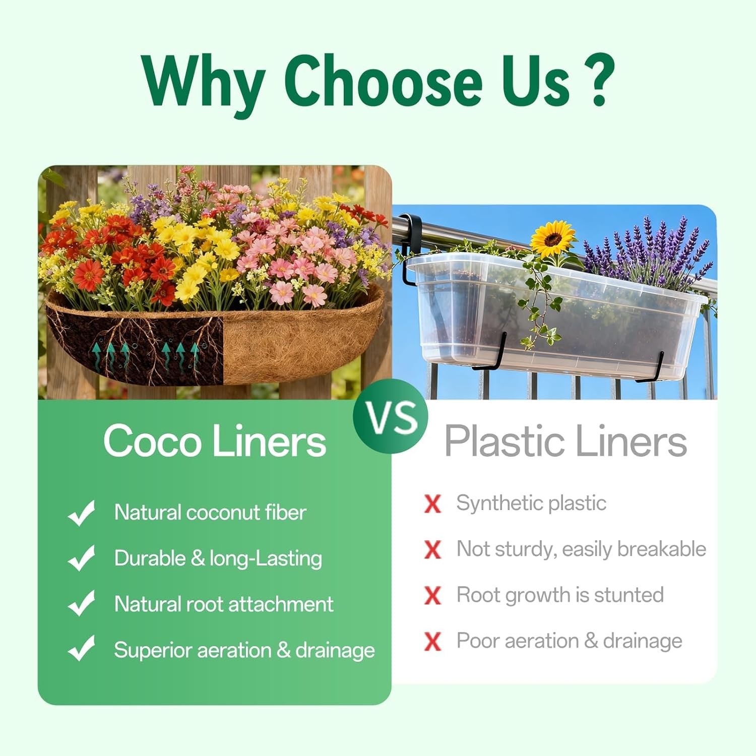 ZeeDix 24 Inch Trough Coconut Liners for Planters (4-Pack) - 100% Natural Coconut Coir Fiber Planter Liners Replacement for Window Boxes, Wall Baskets, Deck Flower Boxes, Garden Railing Fence Troughs