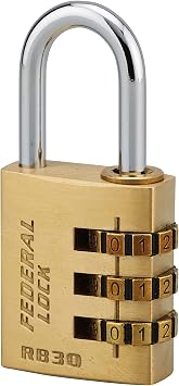 THIRARD FABRICANT DE SECURITE DEPUIS 1920 Thirard 00913946 30 mm Nickel-Plated Steel Shackle Rb Padlock Ferrule Mechanism Changeable 10,000 Possible Combinations Monobloc Brass Body, Gold