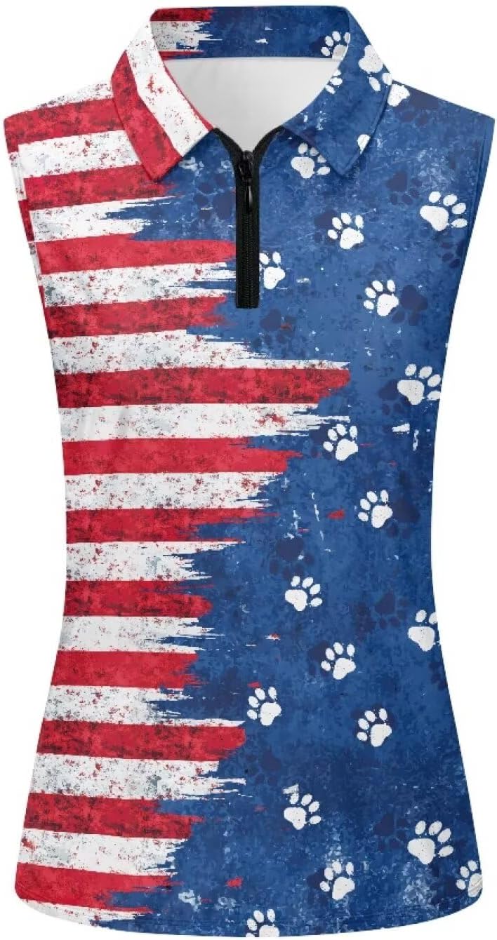 Women's Sleeveless Golf Shirts Moisture Wicking Quarter Zip Golf Tank Tops Casual Workout Pullover T-Shirts XS-XXL