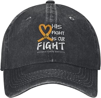 His Fight is Our Fight Amber Ribbon Appendix Cancer Awareness Distressed Denim Ball Cap Retro Cool for Every Occasion