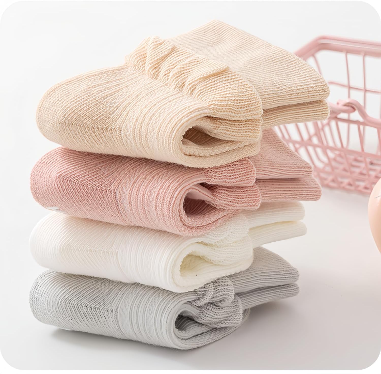Baby Girl Non-Slip Socks 4-Pack | Seamless Toe & Grip Soles | Soft Cotton Socks with Ruffle Cuff for 0-3 Years