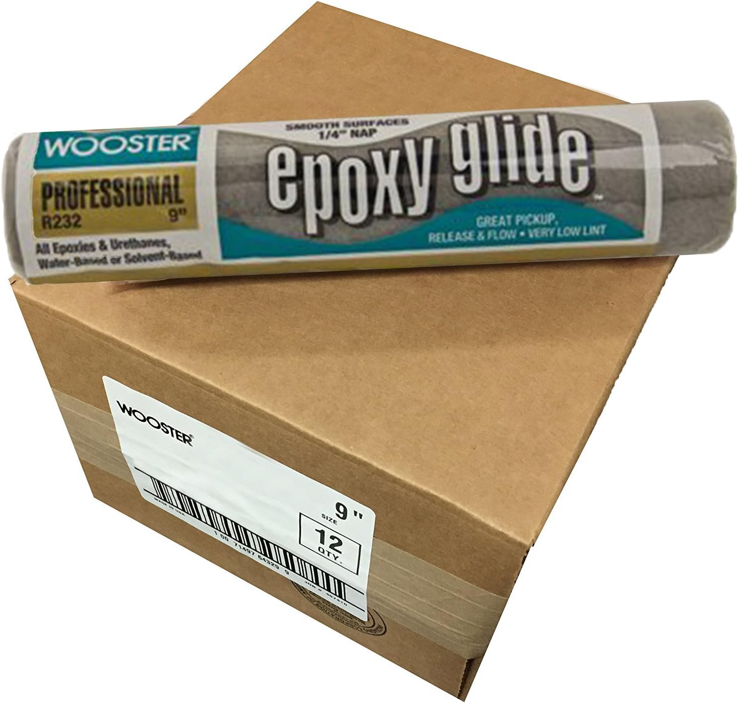Wooster Brush R232-9 Epoxy Glide Roller Cover, 1/4-Inch Nap, Pack of 12
