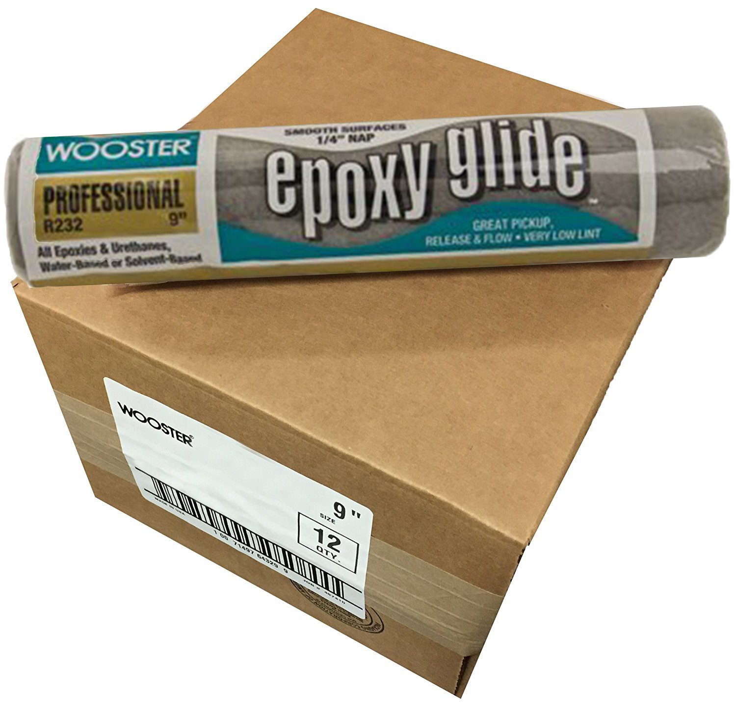 Wooster Brush R2329 Epoxy Glide Roller Cover, 1/4Inch Nap, Pack of 12