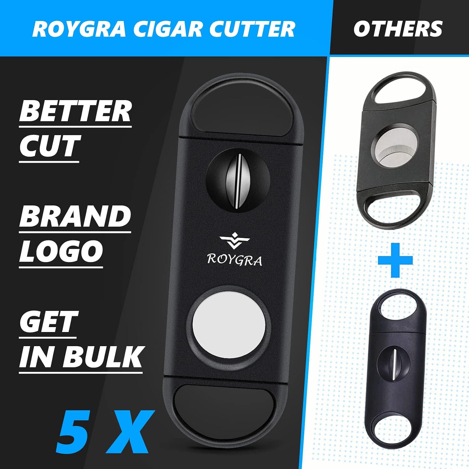 roygra Cigar Cutter, 2 in 1 V-Cut & Guillotine - 5 Pack